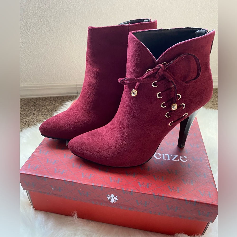 Burgundy high heel booties- Vittorio D’ Firenze